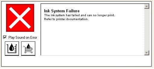 HP ink system failure error message